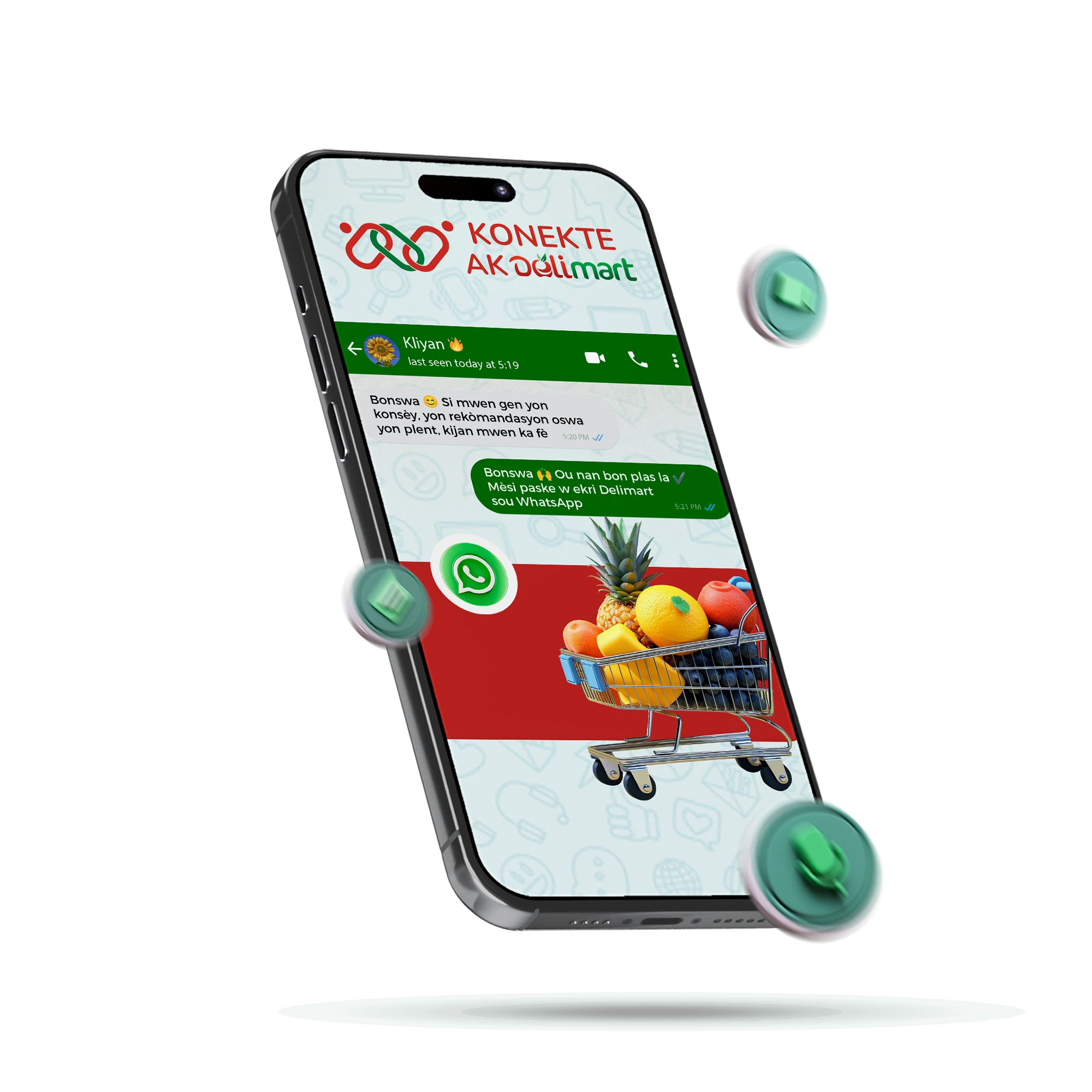 Konekte ak Delimart — nouveautés et offres sur WhatsApp